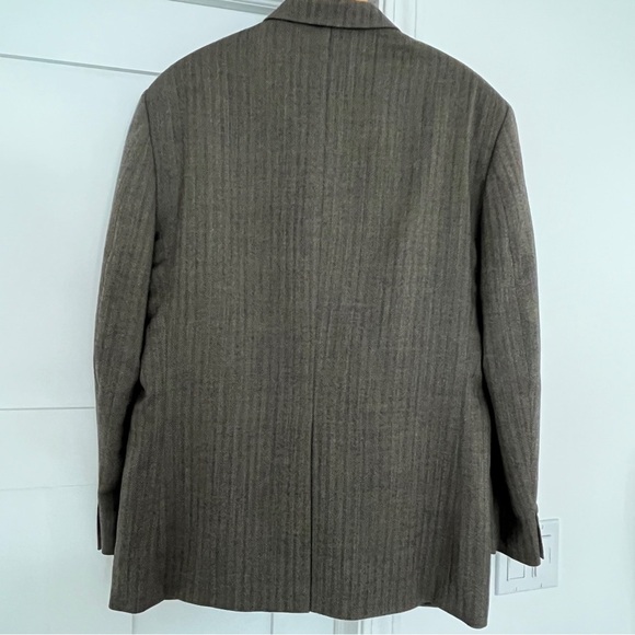 Ralph Lauren Sport Coat Sz 44R Blazer Two Buttons Herringbone Plaid Wool Brown - Picture 3 of 4